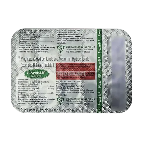 piozar mf 15/500mg tablet 10's